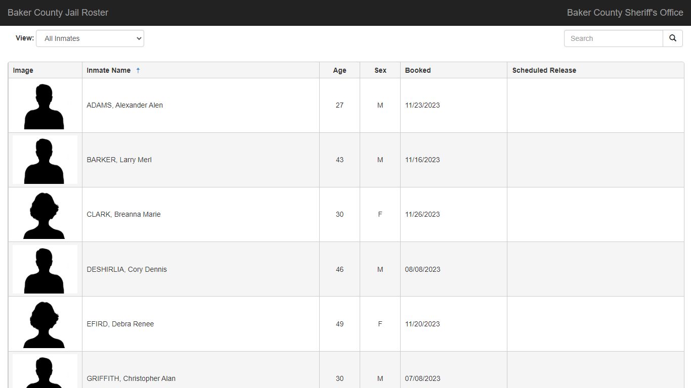 Baker County Jail Roster - Jail Roster
